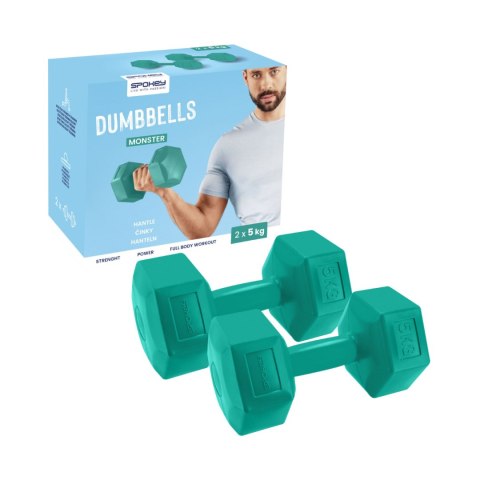 Zestaw hantli Spokey Monster 2x5kg DGN zielone 943622
